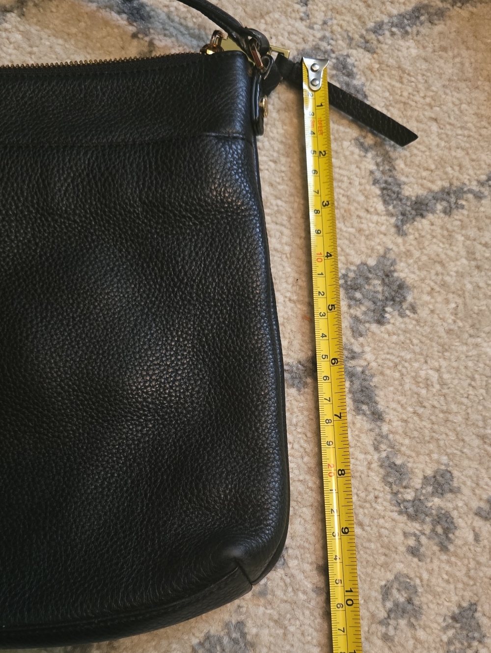 Butter-Soft Calvin Klein Black Pebbled Leather Crossbody Purse with Gold Accents - Picture 8 of 9